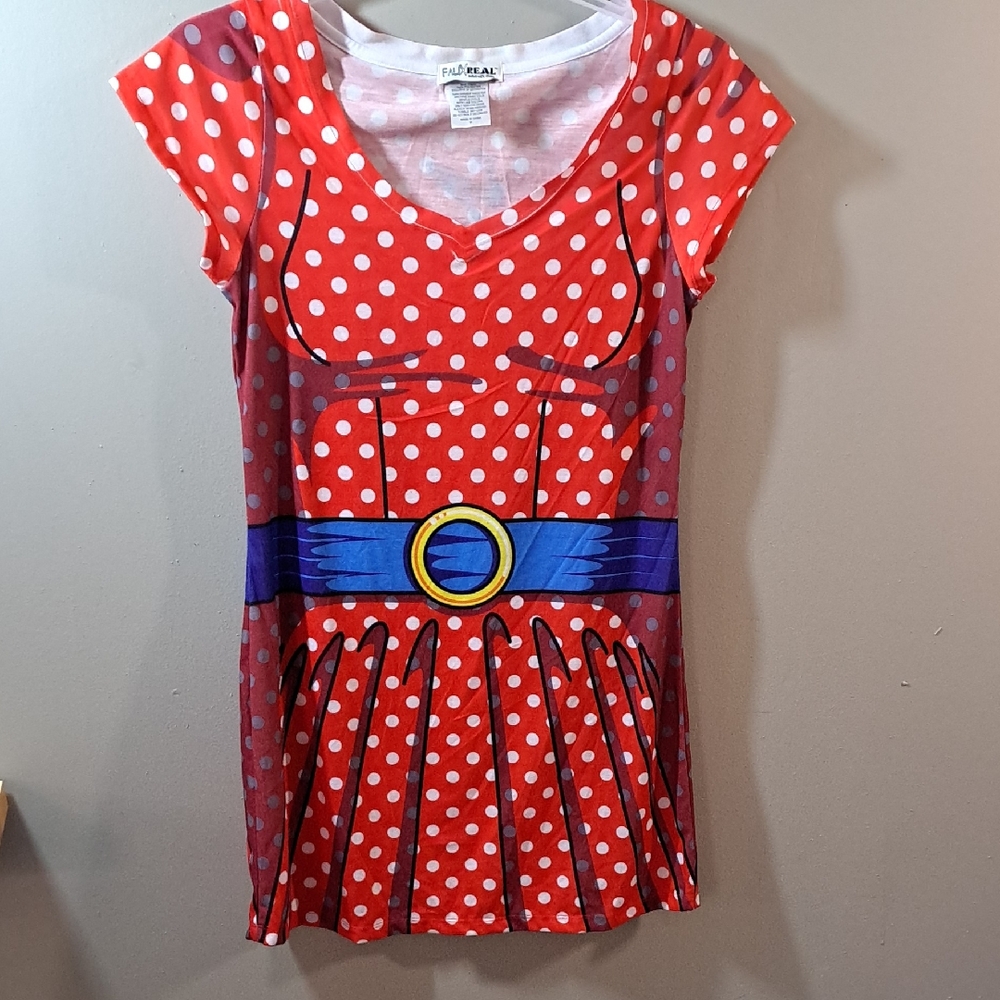 Red and Blue Halloween Dress with Polka Dots